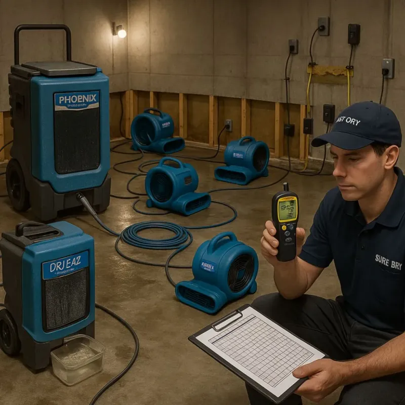 Structural Drying and Dehumidification process in Navasota, TX